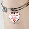 I DON'T HAVE A STEPDAUGHTER, BORN BEFORE I MET HER, SILVER OR GOLD FINISHED HEART SHAPED BANGLE BRACELET (RED ON WHITE) - podprintz.com