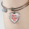 ROCKIN' THE SPOILED, WIFE LIFE - SILVER AND GOLD FINISHED HEART SHAPED BANGLE BRACELET (RED TEXT ON TRANSPARENT) - podprintz.com