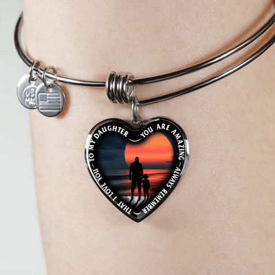 My Daughter, You are Amazing, Silver or Gold Finished Heart Shaped Necklace (Pink Sunset Deck Edition) EO - podprintz.com