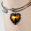My Daughter, You are Amazing, Silver or Gold Finished Heart Shaped Bangle Bracelet (Sunset Beach Sand Edition) - podprintz.com