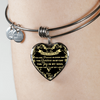 My Daughter, You are Precious (Yellow on Black) - Silver Finished Heart Bangle Bracelet - podprintz.com