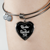ROCKIN' THE SPOILED, WIFE LIFE - SILVER AND GOLD FINISHED HEART SHAPED BANGLE BRACELET (WHITE TEXT ON BLACK) - podprintz.com