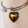 My Daughter, You are Amazing, Silver or Gold Finished Heart Shaped Bangle Bracelet (Beach at Dawn Edition) - podprintz.com