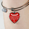 MY DAUGHTER YOU ARE PRECIOUS, SUNSHINE, JOY LOVE DAD - SILVER AND GOLD FINISHED HEART SHAPED NECKLACE AND BANGLE BRACELET (WHITE ON RED) EO - podprintz.com