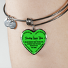 MY DAUGHTER, DADDY LOVES YOU - (LIME GREEN & BLACK TEXT) SILVER FINISHED HEART BANGLE BRACELET - podprintz.com