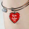 ROCKIN' THE SPOILED, WIFE LIFE - SILVER AND GOLD FINISHED HEART SHAPED BANGLE BRACELET (WHITE TEXT ON RED) - podprintz.com
