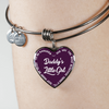 Daddy's Little Girl Gold or Silver Finished Heart Shaped Bangle Bracelet (White on Purple) - podprintz.com