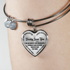 MY DAUGHTER, DADDY LOVES YOU - SILVER FINISHED HEART BANGLE BRACLET (BLACK ON TRANSPARENT) - podprintz.com