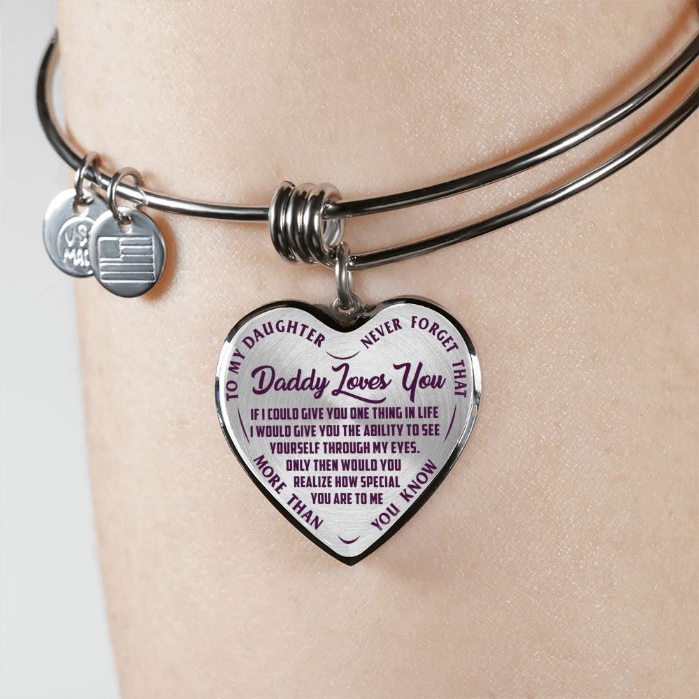 Daddy Loves You, Never Forget, Silver or Gold Finished Necklace or Bangle Bracelet (Engraving Option) - podprintz.com