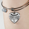 MY DAUGHTER YOU ARE PRECIOUS, SUNSHINE, JOY LOVE MOM - SILVER AND GOLD FINISHED HEART SHAPED BANGLE BRACELET (BLACK ON TRANSPARENT) - podprintz.com