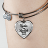 ROCKIN' THE SPOILED, WIFE LIFE - SILVER AND GOLD FINISHED HEART SHAPED BANGLE BRACELET AND NECKLACE (BLACK TEXT ON TRANSPARENT) EO - podprintz.com