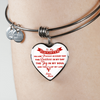 MY DAUGHTER YOU ARE PRECIOUS, SUNSHINE, JOY LOVE MOM - SILVER AND GOLD FINISHED HEART SHAPED BANGLE BRACELET (RED ON WHITE) - podprintz.com