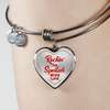 ROCKIN' THE SPOILED, WIFE LIFE - SILVER AND GOLD FINISHED HEART SHAPED BANGLE BRACELET AND NECKLACE (RED TEXT ON TRANSPARENT) EO - podprintz.com