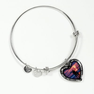 My Daughter, You are Amazing, Silver or Gold Finished Heart Shaped Bracelet (Full Moon Beach Black Edition) - podprintz.com