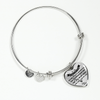 MY DAUGHTER YOU ARE PRECIOUS, SUNSHINE, JOY LOVE MOM - SILVER AND GOLD FINISHED HEART SHAPED BANGLE BRACELET (BLACK ON TRANSPARENT) - podprintz.com