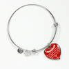 MY DAUGHTER YOU ARE PRECIOUS, SUNSHINE, JOY LOVE MOM - SILVER AND GOLD FINISHED HEART SHAPED BANGLE BRACELET (WHITE ON RED) - podprintz.com