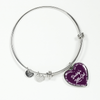 Daddy's Little Girl Gold or Silver Finished Heart Shaped Bangle Bracelet (White on Purple) - podprintz.com