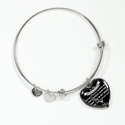 MY DAUGHTER YOU ARE PRECIOUS, SUNSHINE, JOY LOVE DAD - SILVER AND GOLD FINISHED HEART SHAPED NECKLACE AND BANGLE BRACELET (WHITE ON BLACK) EO - podprintz.com