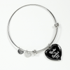 ROCKIN' THE SPOILED, WIFE LIFE - SILVER AND GOLD FINISHED HEART SHAPED BANGLE BRACELET AND NECKLACE (WHITE TEXT ON BLACK) EO - podprintz.com