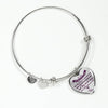 MY DAUGHTER YOU ARE PRECIOUS, SUNSHINE, JOY LOVE MOM - SILVER AND GOLD FINISHED HEART SHAPED NECKLACE AND BANGLE BRACELET (PURPLE ON TRANSPARENT) EO - podprintz.com