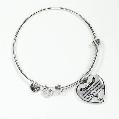 MY DAUGHTER YOU ARE PRECIOUS, SUNSHINE, JOY LOVE DAD - SILVER AND GOLD FINISHED HEART SHAPED NECKLACE AND BANGLE BRACELET (BLACK ON TRANSPARENT) EO - podprintz.com