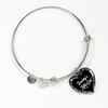 Daddy's Little Girl Gold or Silver Finished Heart Shaped Bangle Bracelet (White on Black) - podprintz.com