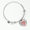 ROCKIN' THE SPOILED, WIFE LIFE - SILVER AND GOLD FINISHED HEART SHAPED BANGLE BRACELET (RED TEXT ON TRANSPARENT) - podprintz.com