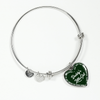 Daddy's Little Girl Gold or Silver Finished Heart Shaped Bangle Bracelet (White on Green) - podprintz.com