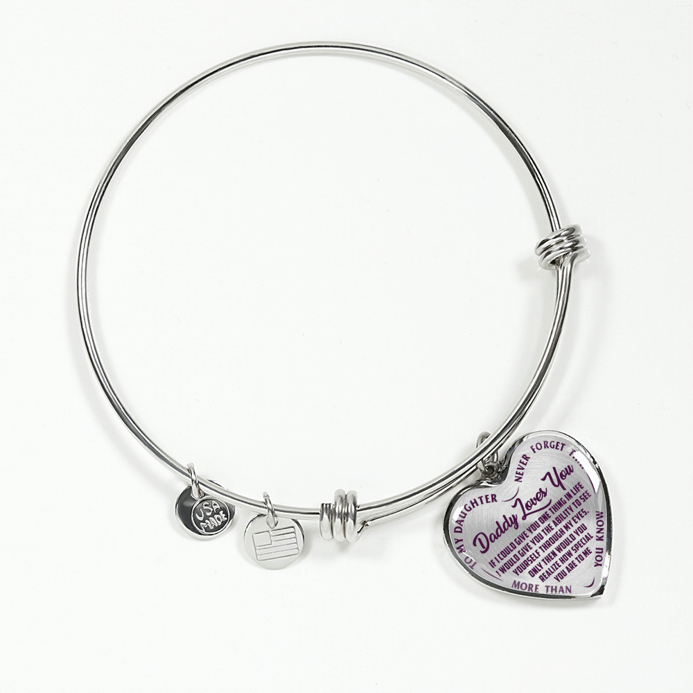 Daddy Loves You, Never Forget, Silver or Gold Finished Necklace or Bangle Bracelet (Engraving Option) - podprintz.com