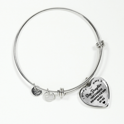 I DON'T HAVE A STEPDAUGHTER, BORN BEFORE I MET HER, SILVER OR GOLD FINISHED HEART SHAPED NECKLACE AND BANGLE BRACELET (BLACK ON TRANSPARENT) EO - podprintz.com