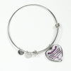 MY DAUGHTER YOU ARE PRECIOUS, SUNSHINE, JOY LOVE DAD - SILVER AND GOLD FINISHED HEART SHAPED NECKLACE AND BANGLE BRACELET (PURPLE ON TRANSPARENT) EO - podprintz.com