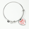 MY DAUGHTER YOU ARE PRECIOUS, SUNSHINE, JOY LOVE MOM - SILVER AND GOLD FINISHED HEART SHAPED BANGLE BRACELET (RED ON WHITE) - podprintz.com