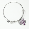 I DON'T HAVE A STEPDAUGHTER, SILVER OR GOLD FINISHED HEART SHAPED BANGLE BRACELET (PURPLE ON TRANSPARENT) - podprintz.com
