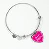 Daddy's Little Girl Gold or Silver Finished Heart Shaped Bangle Bracelet (White on Pink) - podprintz.com