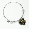 My Daughter, You are Precious (Yellow on Black) - Silver Finished Heart Bangle Bracelet - podprintz.com
