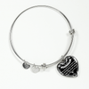 My Daughter, You are Precious (White on Black) - Silver Finished Heart Bangle Bracelet - podprintz.com