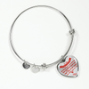 MY DAUGHTER YOU ARE PRECIOUS, SUNSHINE, JOY LOVE MOM - SILVER AND GOLD FINISHED HEART SHAPED BANGLE BRACELET (RED ON TRANSPARENT) - podprintz.com