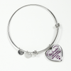 I DON'T HAVE A STEPDAUGHTER, BORN BEFORE I MET HER, SILVER OR GOLD FINISHED HEART SHAPED BANGLE BRACELET (PURPLE ON TRANSPARENT) - podprintz.com