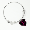 Daddy's Little Girl Gold or Silver Finished Heart Shaped Bangle Bracelet (Pink on Black) - podprintz.com