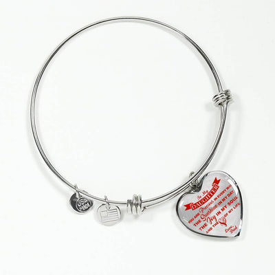 MY DAUGHTER YOU ARE PRECIOUS, SUNSHINE, JOY LOVE DAD - SILVER AND GOLD FINISHED HEART SHAPED NECKLACE AND BANGLE BRACELET (RED ON TRANSPARENT) EO - podprintz.com