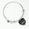 I DON'T HAVE A STEPDAUGHTER, SILVER OR GOLD FINISHED HEART SHAPED BANGLE BRACELET (WHITE ON BLACK) - podprintz.com