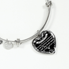 My Daughter, You are Precious (White on Black) - Silver Finished Heart Bangle Bracelet - podprintz.com