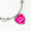 Daddy's Little Girl Gold or Silver Finished Heart Shaped Bangle Bracelet (White on Pink) - podprintz.com