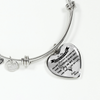MY DAUGHTER YOU ARE PRECIOUS, SUNSHINE, JOY LOVE MOM - SILVER AND GOLD FINISHED HEART SHAPED BANGLE BRACELET (BLACK ON TRANSPARENT) - podprintz.com