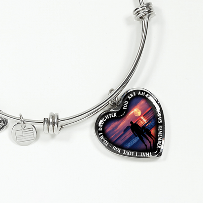 My Daughter, You are Amazing, Silver or Gold Finished Heart Shaped Bracelet (Full Moon Beach Black Edition) - podprintz.com