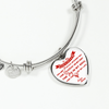 MY DAUGHTER YOU ARE PRECIOUS, SUNSHINE, JOY LOVE MOM - SILVER AND GOLD FINISHED HEART SHAPED BANGLE BRACELET (RED ON WHITE) - podprintz.com