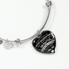 I DON'T HAVE A STEPDAUGHTER, SILVER OR GOLD FINISHED HEART SHAPED BANGLE BRACELET (WHITE ON BLACK) - podprintz.com