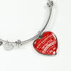 I DON'T HAVE A STEPDAUGHTER, SILVER OR GOLD FINISHED HEART SHAPED BANGLE BRACELET (WHITE ON RED) - podprintz.com