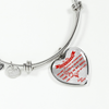 MY DAUGHTER YOU ARE PRECIOUS, SUNSHINE, JOY LOVE MOM - SILVER AND GOLD FINISHED HEART SHAPED BANGLE BRACELET (RED ON TRANSPARENT) - podprintz.com