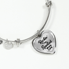 ROCKIN' THE SPOILED, WIFE LIFE - SILVER AND GOLD FINISHED HEART SHAPED BANGLE BRACELET (BLACK TEXT ON TRANSPARENT) - podprintz.com